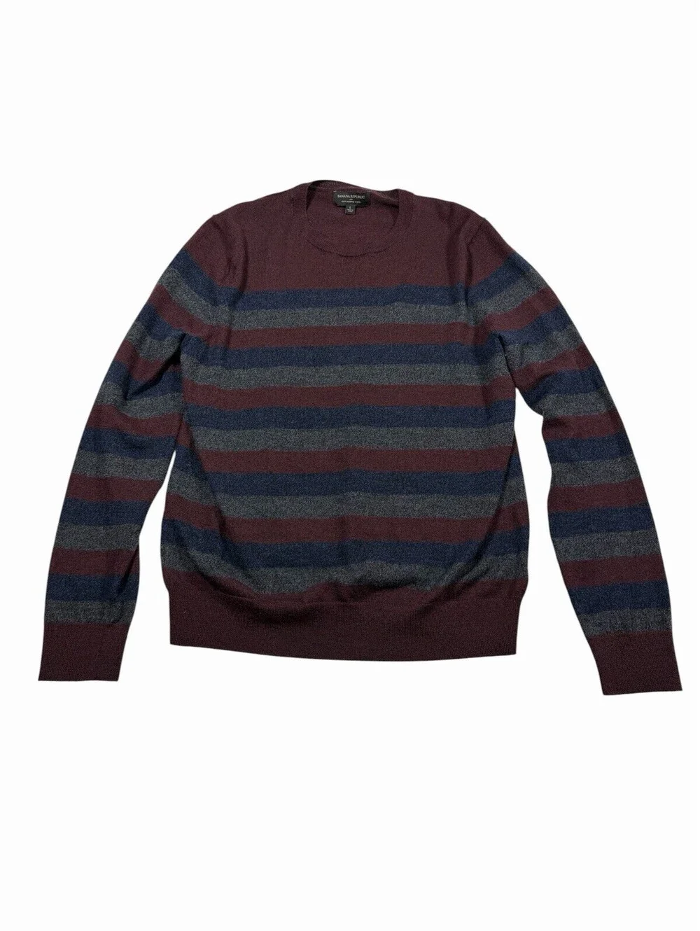 Banana Republic Men’s 100% Merino Wool Striped Crew Neck Sweater Size Large